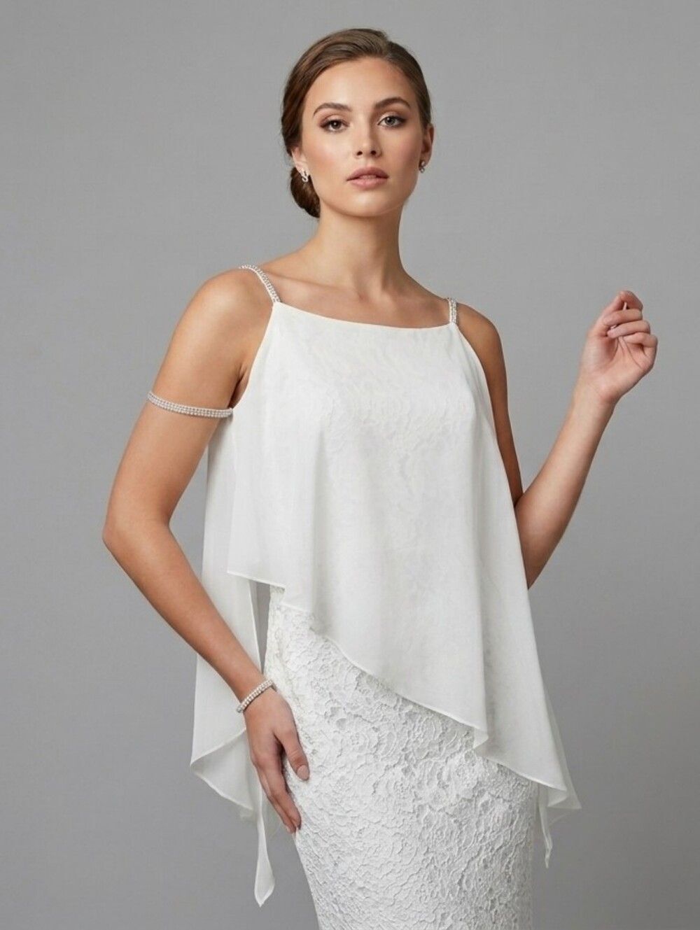 Scarlett White Lace Shawl Midi Dress Bridal Wedding Boho Shabby Chic Size 10